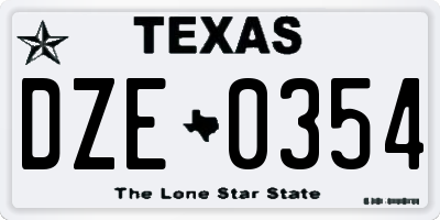 TX license plate DZE0354
