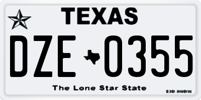 TX license plate DZE0355