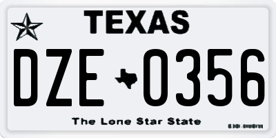 TX license plate DZE0356