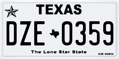 TX license plate DZE0359
