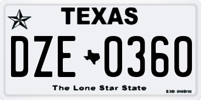 TX license plate DZE0360