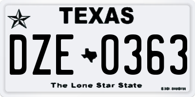TX license plate DZE0363