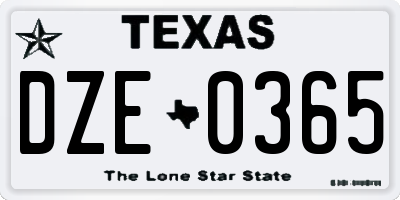 TX license plate DZE0365