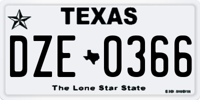 TX license plate DZE0366