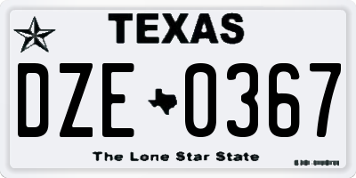 TX license plate DZE0367
