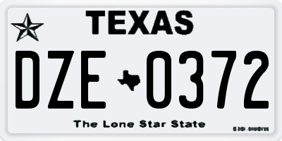 TX license plate DZE0372