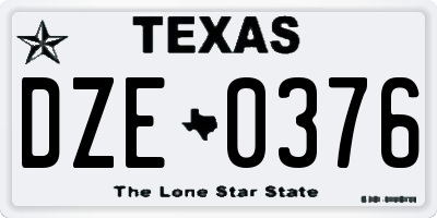 TX license plate DZE0376