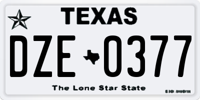 TX license plate DZE0377