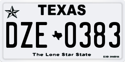 TX license plate DZE0383