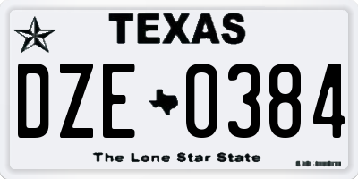 TX license plate DZE0384