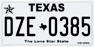 TX license plate DZE0385