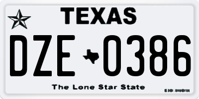 TX license plate DZE0386