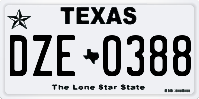 TX license plate DZE0388