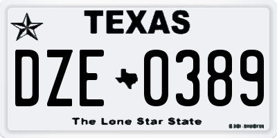 TX license plate DZE0389