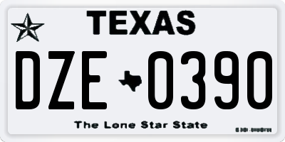 TX license plate DZE0390