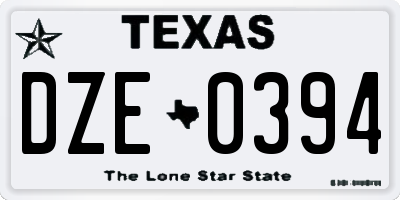 TX license plate DZE0394