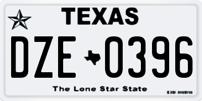 TX license plate DZE0396