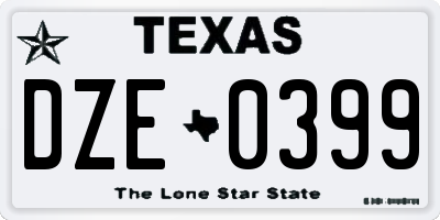 TX license plate DZE0399