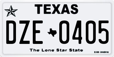 TX license plate DZE0405
