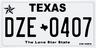 TX license plate DZE0407