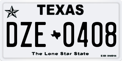 TX license plate DZE0408