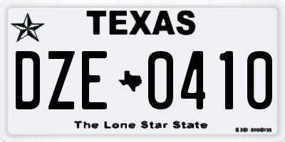 TX license plate DZE0410