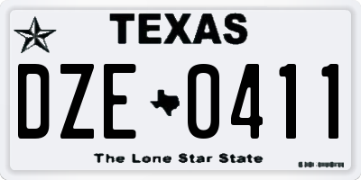 TX license plate DZE0411