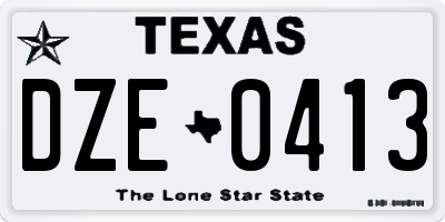 TX license plate DZE0413