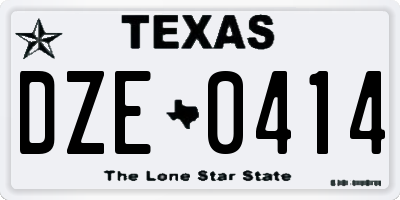 TX license plate DZE0414