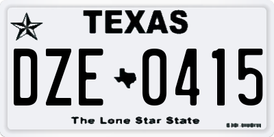 TX license plate DZE0415