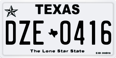 TX license plate DZE0416
