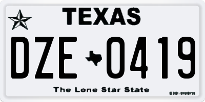 TX license plate DZE0419