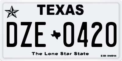 TX license plate DZE0420