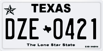 TX license plate DZE0421