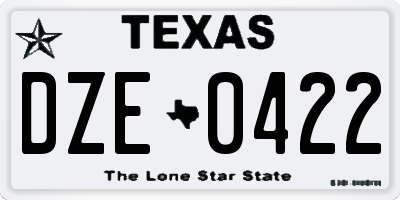 TX license plate DZE0422