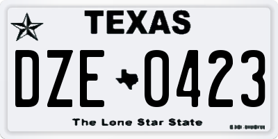 TX license plate DZE0423