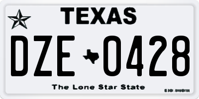 TX license plate DZE0428