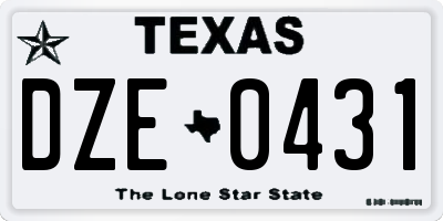 TX license plate DZE0431