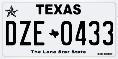 TX license plate DZE0433