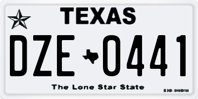 TX license plate DZE0441