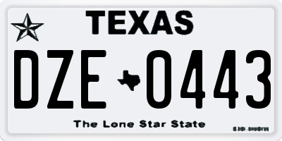 TX license plate DZE0443