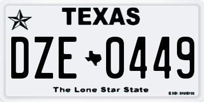 TX license plate DZE0449