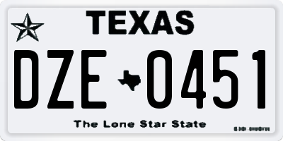 TX license plate DZE0451