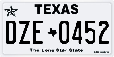 TX license plate DZE0452
