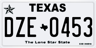 TX license plate DZE0453