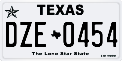 TX license plate DZE0454