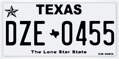 TX license plate DZE0455