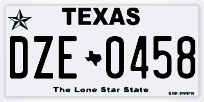 TX license plate DZE0458