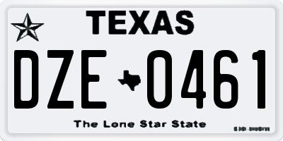 TX license plate DZE0461