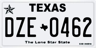 TX license plate DZE0462